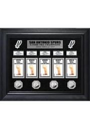 San Antonio Spurs Five Time NBA Champions Deluxe Gold Coin and Banner Collection Plaque