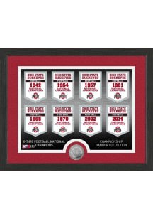 Red Ohio State Buckeyes Coin Banner Photo Mint Plaque