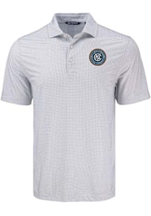 Cutter and Buck New York City FC Mens Grey Pike Diamond Dot Short Sleeve Polo