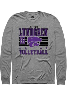 Cadence Lundgren Mens Grey K-State Wildcats NIL Striped Long Sleeve Player T Shirt