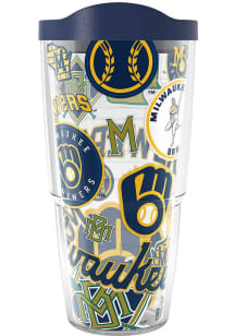 Milwaukee Brewers 24oz All Over Wrap Plastic Tumbler - Blue