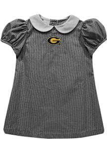 Vive La Fete Grambling State Tigers Baby Girls Black Gingham Collar Short Sleeve Dress
