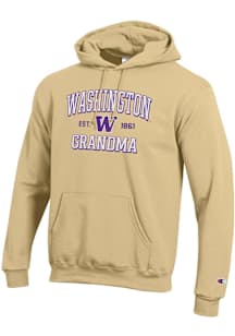 Champion Washington Huskies Mens Gold Est. Date Grandma Powerblend Long Sleeve Hoodie