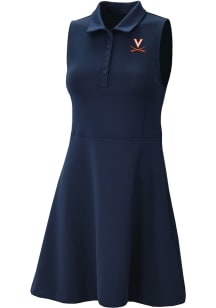 Columbia Virginia Cavaliers Womens Navy Blue Heat Seal Match Short Sleeve Dress