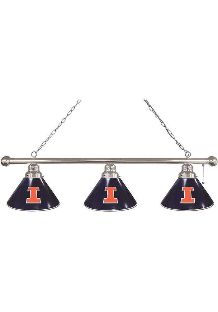 Illinois Fighting Illini SILVER 3 Shade Light Pool Table