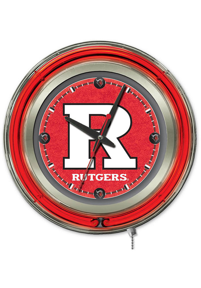 Rutgers Scarlet Knights 15 in Neon Wall Clock