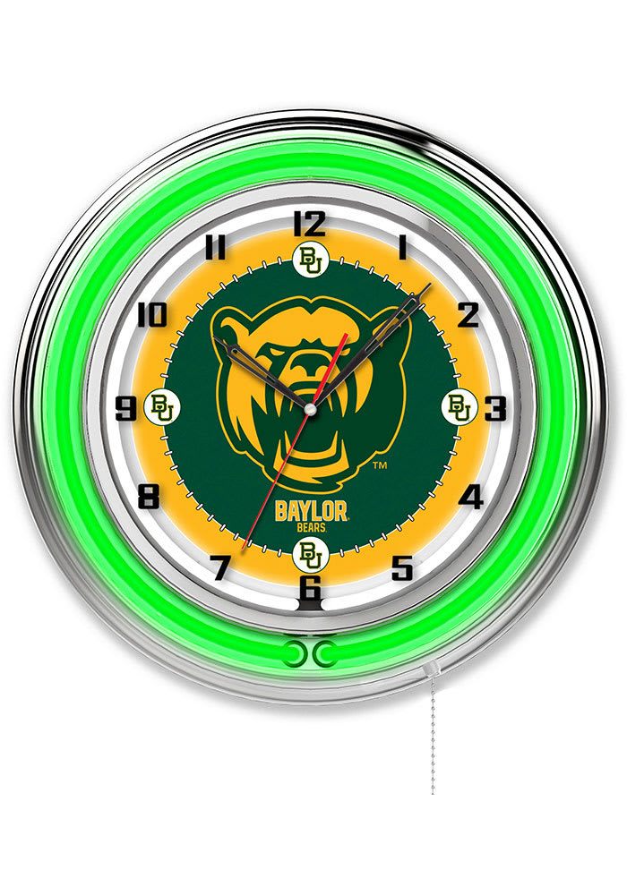 Baylor Bears 19 in Neon Wall Clock