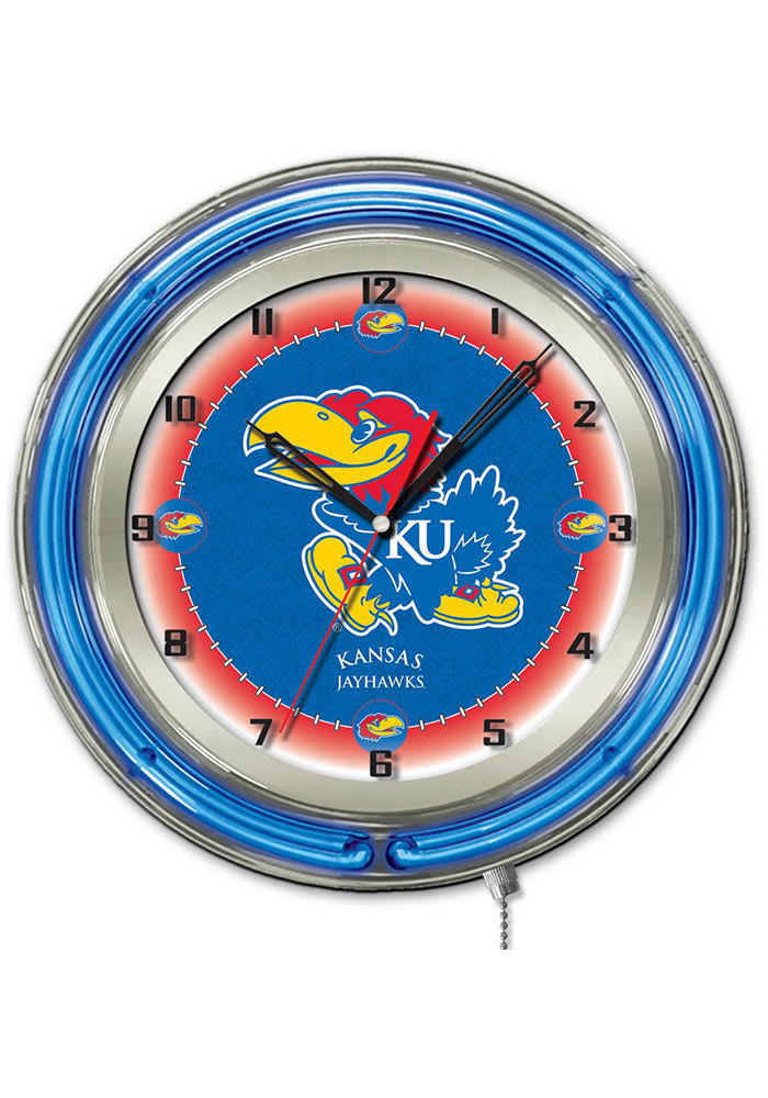 Kansas Jayhawks 19 in Neon Wall Clock