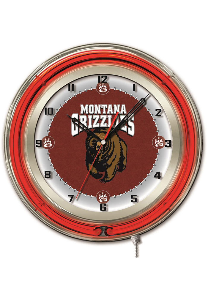 Montana Grizzlies 19 in Neon Wall Clock