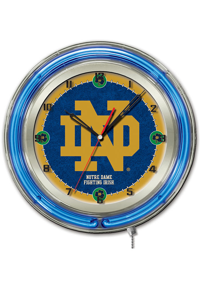 Notre Dame Fighting Irish 19 in Logo Neon Wall Clock