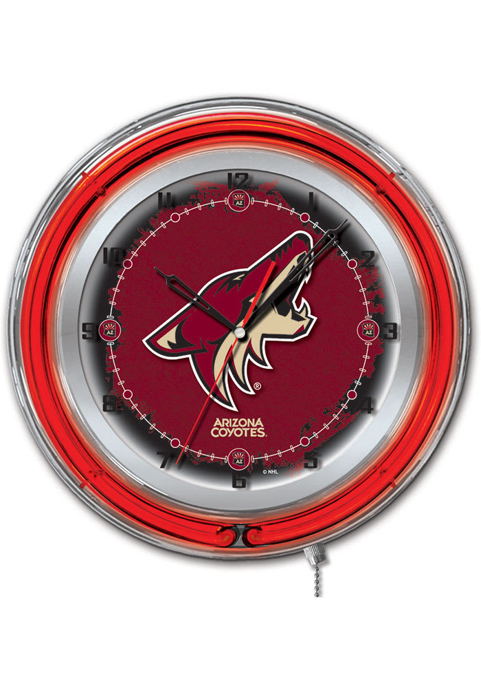 Arizona Coyotes 19 in Neon Wall Clock