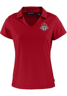 Cutter and Buck Toronto FC Womens Red Daybreak V Neck Short Sleeve Polo Shirt