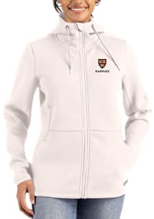 Cutter and Buck Harvard Crimson Womens White Epic Comfort Full Zip Light Weight Jacket