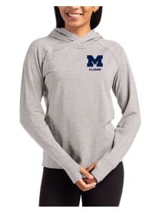 Womens Michigan Wolverines Grey Cutter and Buck Alumni Adapt Knit Hood Hooded Sweatshirt