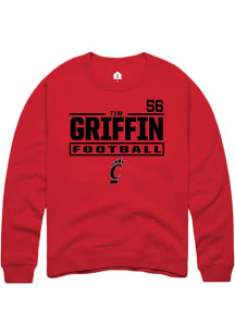 Tim Griffin Rally Mens Red Cincinnati Bearcats NIL Stacked Box Player Crew