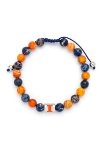 Stainless Steel Beaded Illinois Fighting Illini Mens Bracelet - Orange