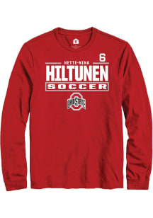 Nette-Nina Hiltunen Mens Red Ohio State Buckeyes NIL Stacked Box Long Sleeve Player T Shirt