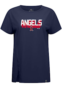 Levelwear Los Angeles Angels Womens Navy Blue Influx Retro 3D Short Sleeve T-Shirt