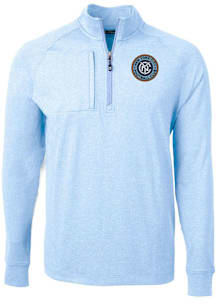 Cutter and Buck New York City FC Mens Light Blue Adapt Eco Long Sleeve Qtr Zip Pullover