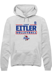 Lauren Eitler Rally Mens White Tulsa Golden Hurricane NIL Stacked Box Player Hood