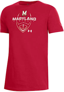 Under Armour Maryland Terrapins Youth Red Football Team Graphic Short Sleeve T-Shirt