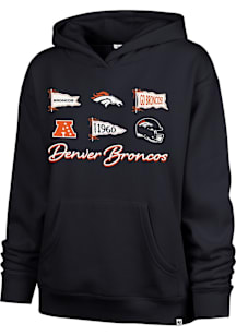 47 Denver Broncos Womens Navy Blue Bow Hooded Sweatshirt