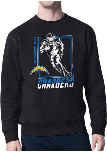 Starter Los Angeles Chargers Mens Black Grid Long Sleeve Crew Sweatshirt