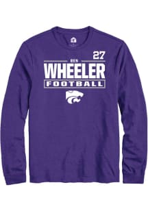 Ben Wheeler Mens Purple K-State Wildcats NIL Stacked Box Long Sleeve Player T Shirt