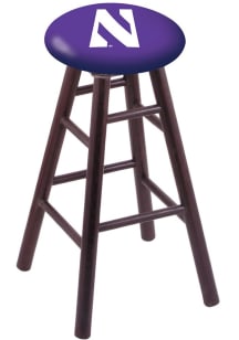 Brown Northwestern Wildcats Round Cushion Oak Pub Stool