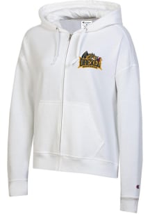 Womens Drexel Dragons White Champion Powerblend Long Sleeve Full Zip Jacket