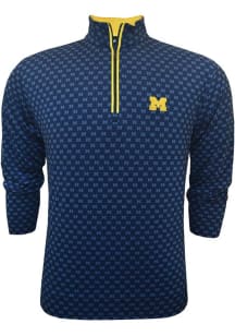 Mens Navy Blue Michigan Wolverines Block M Qtr Zip Fashion Pullover