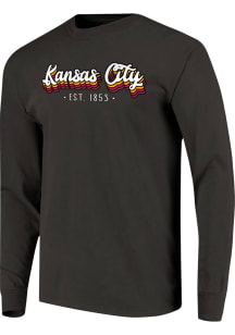 Kansas City Dark Grey Shadowed Comfort Colors Long Sleeve T Shirt