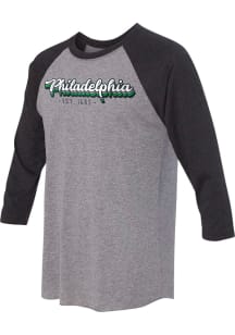 Philly Grey Stacked Script Raglan ¾ Sleeve T Shirt