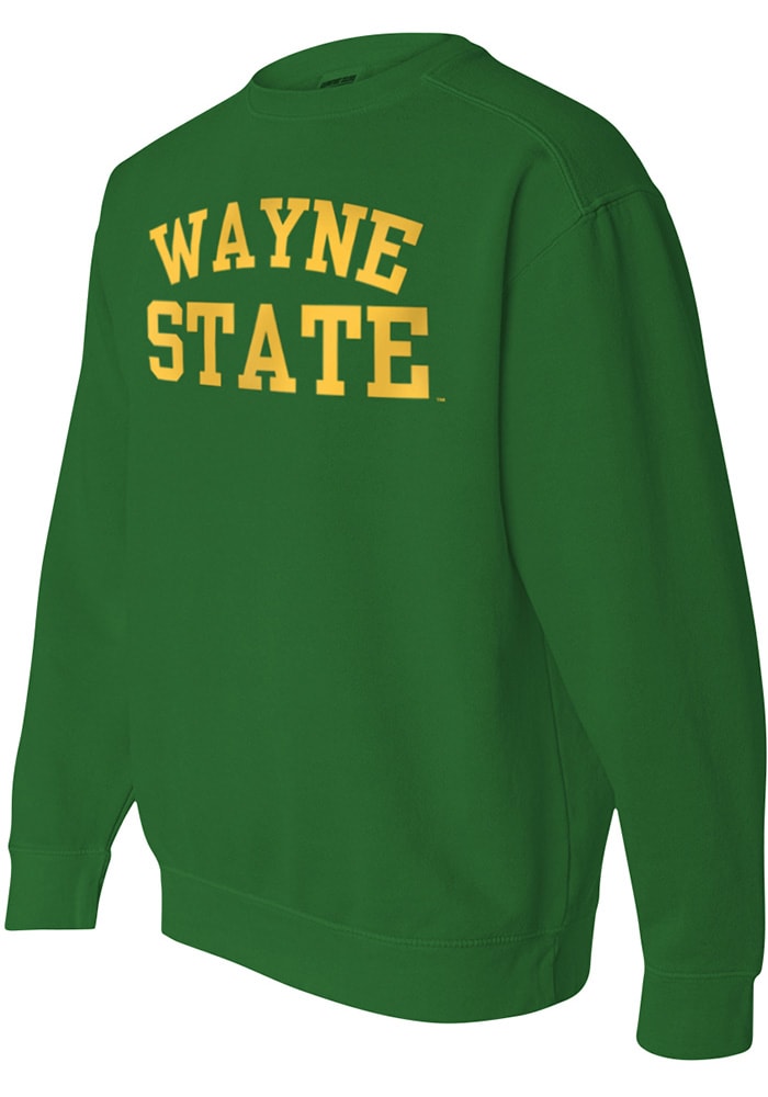 Wayne State Warriors Womens Green Comfort Colors Crew Sweatshirt