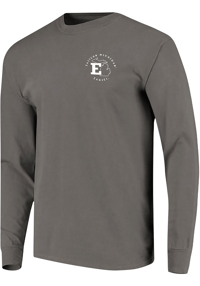 Eastern Michigan Eagles Womens Grey Comfort Colors Crew Neck LS Tee