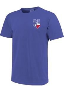 SMU Mustangs Blue State Flag Circle Short Sleeve T Shirt
