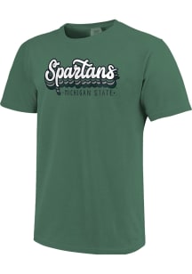 Michigan State Spartans Womens Green Retro Stack Script Short Sleeve T-Shirt