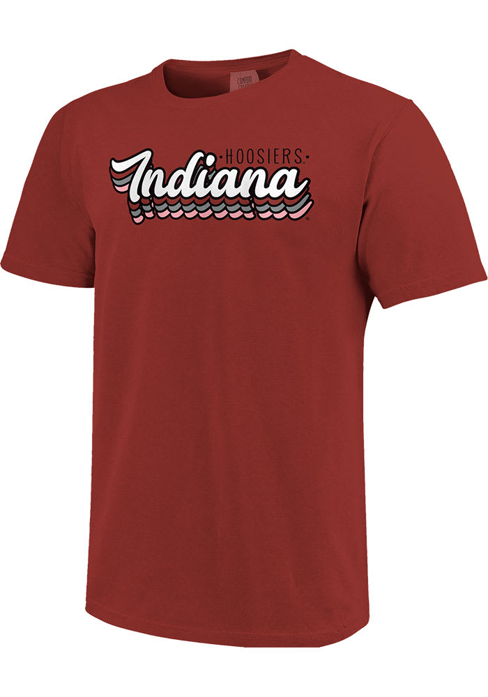 Indiana Hoosiers Womens Crimson Retro Stack Script Short Sleeve T-Shirt
