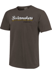 Purdue Boilermakers Womens Grey Retro Stack Script Short Sleeve T-Shirt