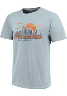Philadelphia Light Blue City Skyline Short Sleeve T Shirt