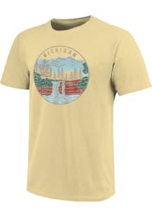 Michigan Light Yellow Scenic Circle Short Sleeve Fashion T Shirt