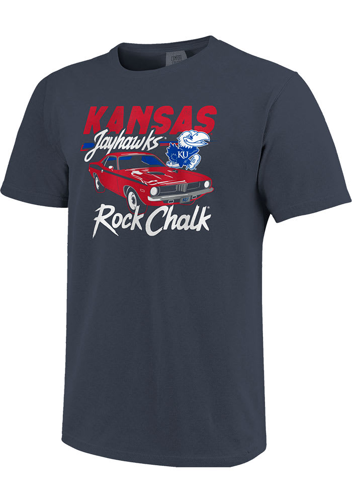 Kansas Jayhawks Womens Blue Muscle Car Short Sleeve T-Shirt