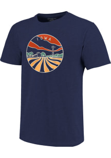 Iowa Navy Blue Farm Lines Short Sleeve Fashion T Shirt