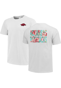 Arkansas Razorbacks Womens White Floral Short Sleeve T-Shirt