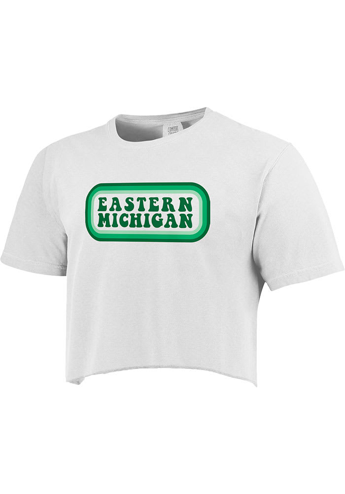 Eastern Michigan Eagles Womens White Ombre Oval Short Sleeve T-Shirt