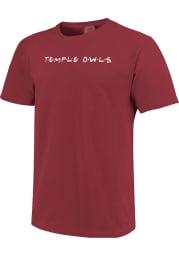 Temple Owls Womens Maroon Wordmark Dots Short Sleeve T-Shirt