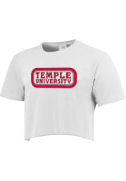Temple Owls Womens White Ombre Oval Short Sleeve T-Shirt
