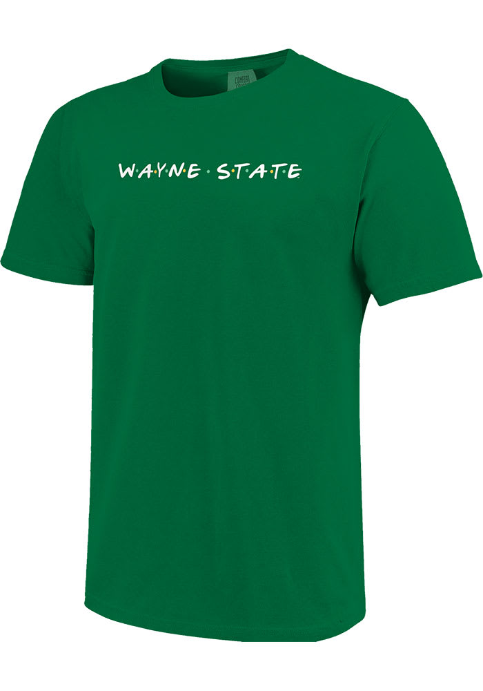 Wayne State Warriors Womens Green Wordmark Dots Short Sleeve T-Shirt