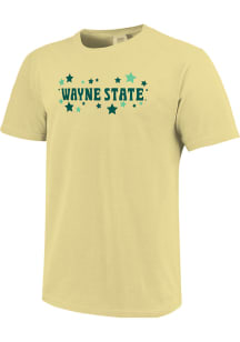 Wayne State Warriors Womens Yellow Star Short Sleeve T-Shirt
