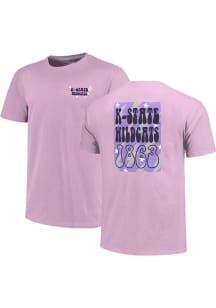 K-State Wildcats Womens Lavender Groovy Lightning Short Sleeve T-Shirt